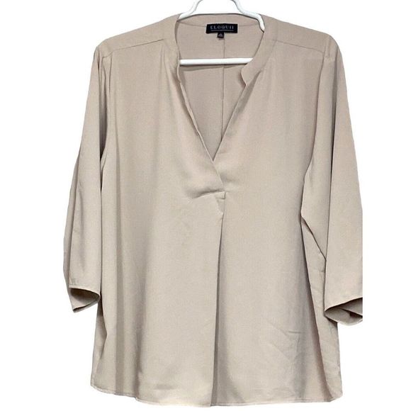 Eloquii Womens Size 22 Blouse Light Pink V Neck Polyester Work Career Business‎